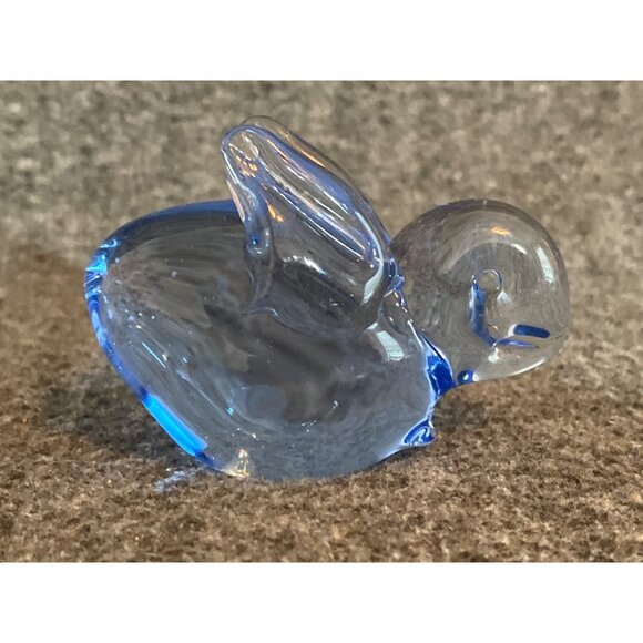 VTG Art Glass Blue Bunny Rabbit & Turtle Paperweight Figurine Translucent - Picture 2 of 10